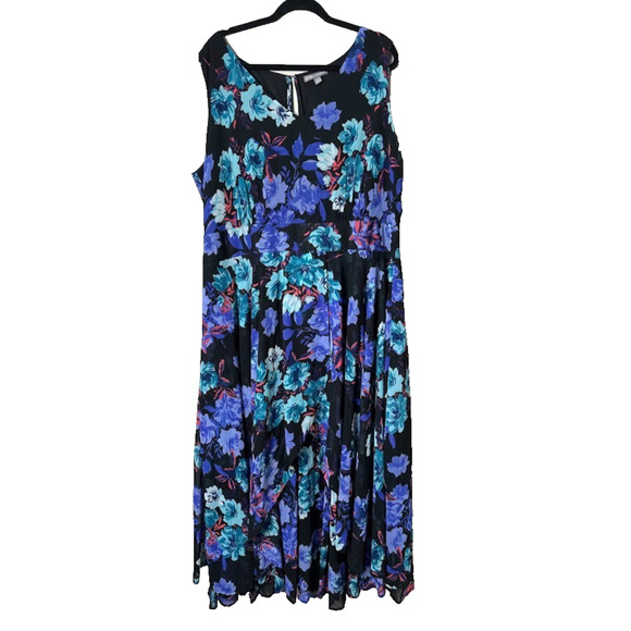 Jessica London Flyaway Maxi Dress Plus Size 22W Floral Sleeveless Flowy Chiffon - Picture 1 of 7